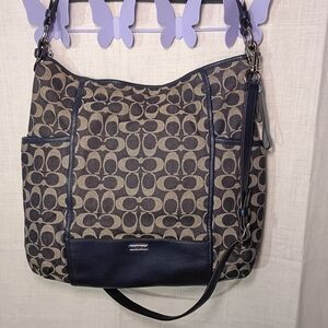 Coach Canvas and Leather Shoulder Bag - Black and Brown